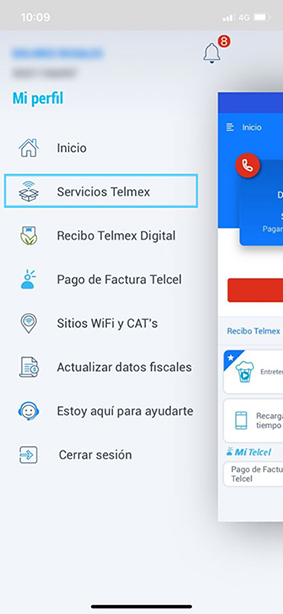 Menú App Telmex Personaliza tu módem
