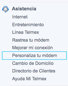 Menú Mi Telmex Personaliza tu módem