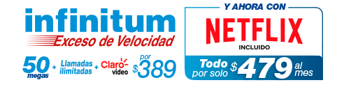 infinitum 50 megas + netflix todo por $479