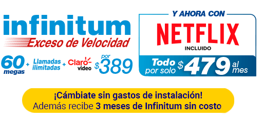 Infinitum 60 megas + Netflix todo por $479