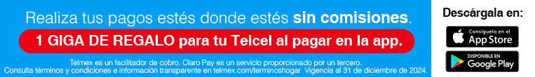 Realiza tus pagos estés donde estés sin comisiones.Descarga en AppStore o Google Play