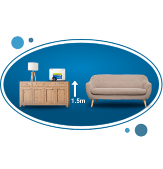 Ubica tu módem a 1.5 metros del suelo para una mejor señal
