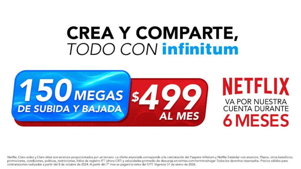 Teléfono e Internet Infinitum para tu casa, con llamadas ilimitadas