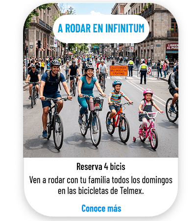 A rodar en Infinitum: Ven a rodar con tu familia todos los domingos en las bicicletas de Telmex.Conoce más