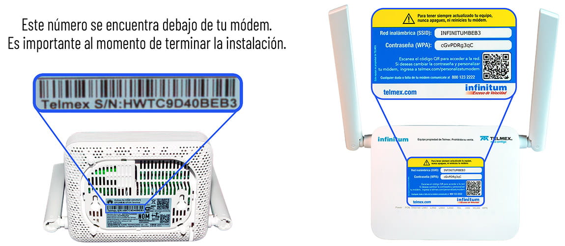 Este número se encuentra debajo de tu módem. Es importante al momento de terminar la instalación.