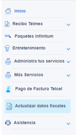 Menú actualizar datos fiscales en Telmex menu-actualizar-datos-fiscales-Telmex